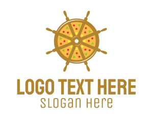 Steering Wheel - Ship Wheel Pizza logo design