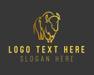 Meat Shop - Gold Bison Horns logo design