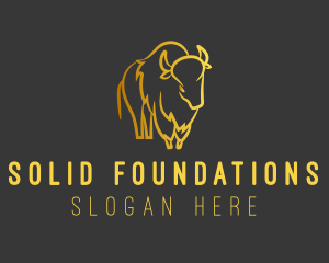 Buffalo - Gold Bison Horns logo design