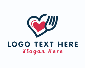 Snack - Heart Fork Utensil logo design