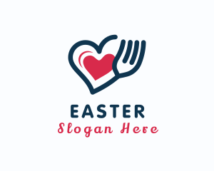 Eat - Heart Fork Utensil logo design