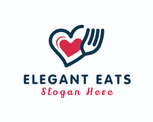 Heart Fork Utensil logo design