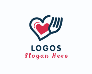 Culinary - Heart Fork Utensil logo design