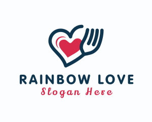 Heart Fork Utensil logo design