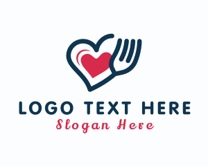 Fork - Heart Fork Utensil logo design