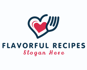 Cookbook - Heart Fork Utensil logo design