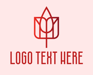 Flower Farm - Red Tulip Flower logo design