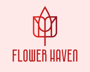 Red Tulip Flower  logo design