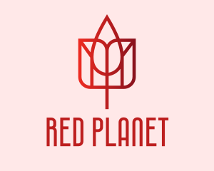 Red Tulip Flower  logo design