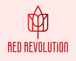 Red Tulip Flower  logo design