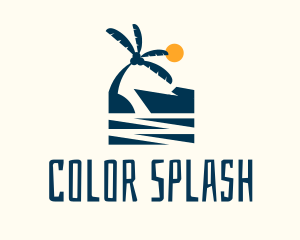 Afternoon Tropical Beach Scene logo design