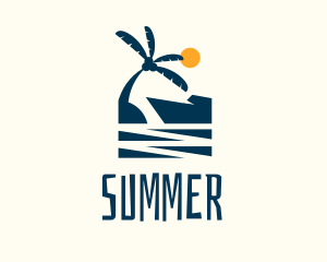 Afternoon Tropical Beach Scene logo design