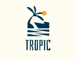 Afternoon Tropical Beach Scene logo design