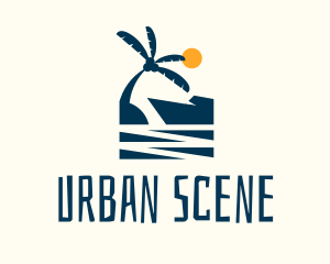 Scene - Afternoon Tropical Beach Scene logo design