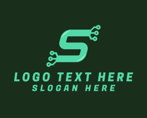 Internet - Tech Circuit Letter S logo design