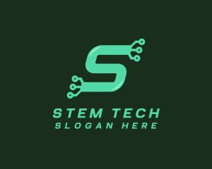 Tech Circuit Letter S logo design