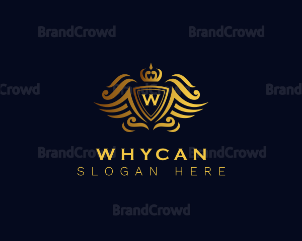 Elegant Crown Wing Crest Logo