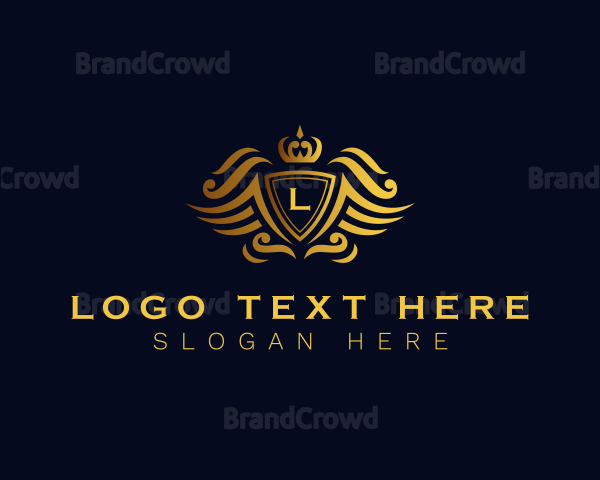 Elegant Crown Wing Crest Logo
