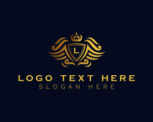 Shield - Elegant Crown Wing Crest logo design