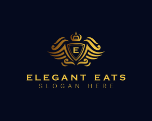 Elegant Crown Wing Crest logo design