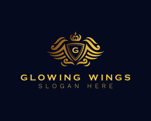 Elegant Crown Wing Crest logo design