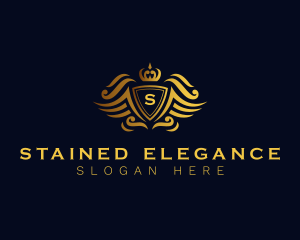 Elegant Crown Wing Crest logo design