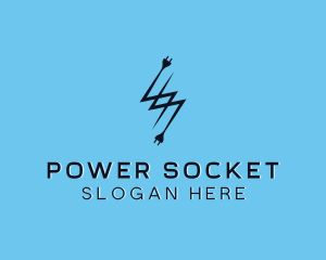 Socket - Lightning Electrical Socket logo design