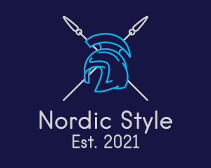 Scandinavian - Spartan Knight Spear logo design