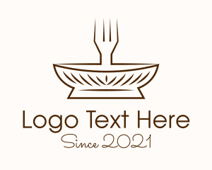 Fine Dining - Minimalist Fork Plate logo design