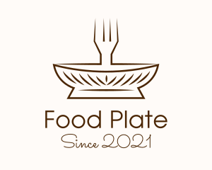 Plate - Minimalist Fork Plate logo design