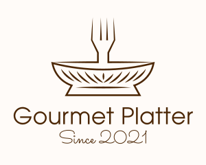 Platter - Minimalist Fork Plate logo design