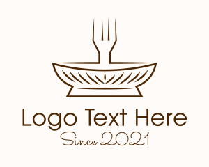 Lunch - Minimalist Fork Plate logo design