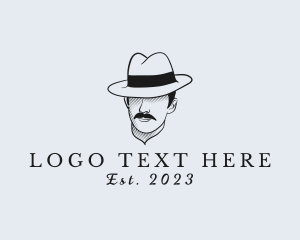 Barber Shop - Mustache Fedora Hat logo design