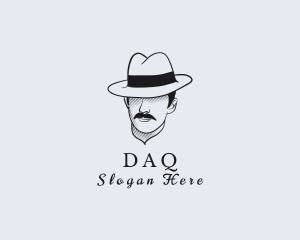 Mustache Fedora Hat Logo