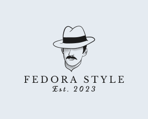 Mustache Fedora Hat logo design