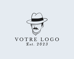 Hair - Mustache Fedora Hat logo design