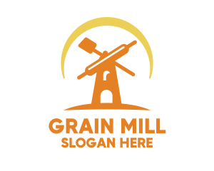 Mill - Spatula Rolling Pin Windmill logo design