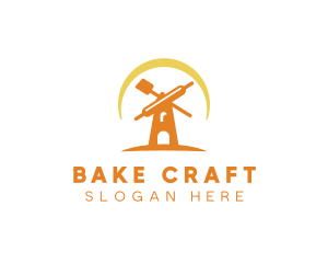 Spatula Rolling Pin Windmill logo design