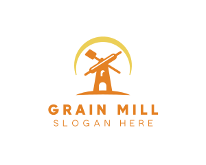 Spatula Rolling Pin Windmill logo design