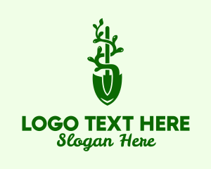 Vegan - Green Shovel Vine logo design