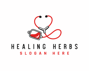 Medicinal - Stethoscope Blood Bag logo design