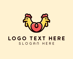 Poultry - Symmetrical Chicken Heart logo design