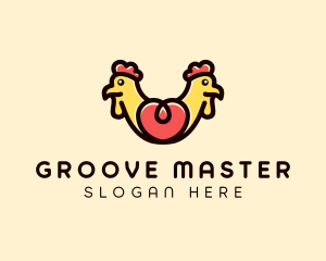 Poultry Farm - Symmetrical Chicken Heart logo design