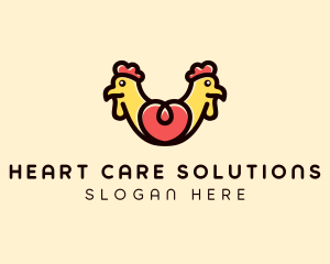 Symmetrical Chicken Heart logo design