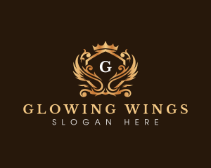 Crown Sheild Wings logo design