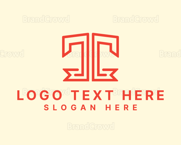 Ribbon Banner Letter T Logo