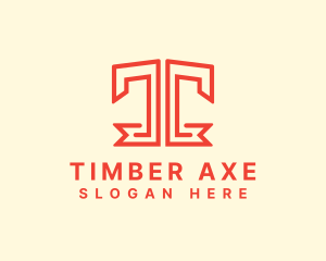 Ribbon Banner Letter T logo design