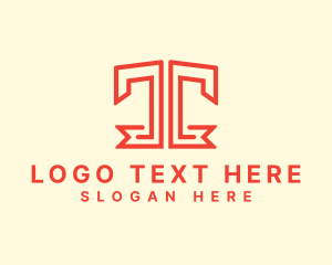 Ribbon - Ribbon Banner Letter T logo design