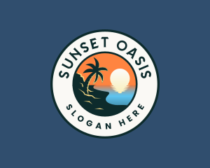 Beach Sunset Island logo design