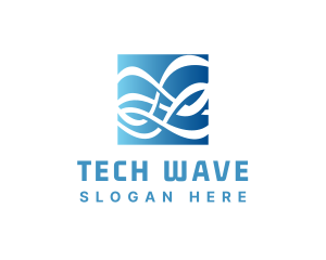 Modern Cyber Wave logo design